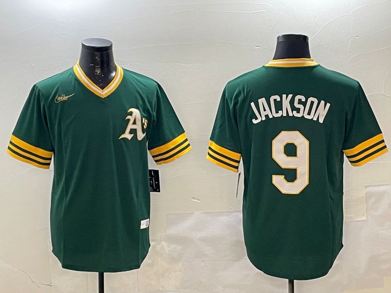 Men Oakland Athletics #9 Jackson Green Throwback 2025 Nike MLB Jersey style 1->oakland athletics->MLB Jersey